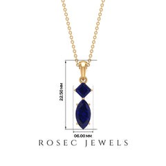 Lab Created Blue Sapphire Two Stone Pendant with Certificate