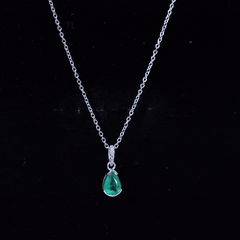 Pear Cut Emerald Solitaire Pendant with Diamond Accent Bail