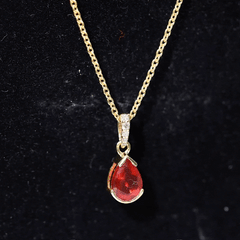 Pear Shaped Fire Opal Solitaire Pendant with Diamond Accent Bail