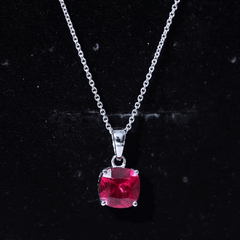 2 Carat Lab Created Ruby Solitaire Necklace With Chain
