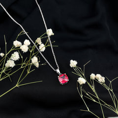 2 Carat Lab Created Ruby Solitaire Necklace With Chain