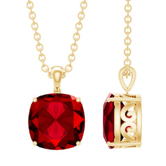 2 Carat Lab Created Ruby Solitaire Necklace With Chain