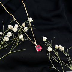 2 Carat Lab Created Ruby Solitaire Necklace With Chain