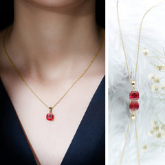 2 Carat Lab Created Ruby Solitaire Necklace With Chain