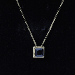 3 Carat Princess Cut Lab Created Black Diamond Necklace with Silver Chain