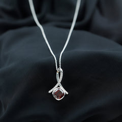 3 Carat Cushion Cut Garnet Solitaire Pendant with Diamond Twisted Bail