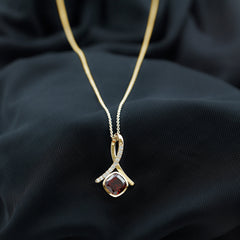 3 Carat Cushion Cut Garnet Solitaire Pendant with Diamond Twisted Bail