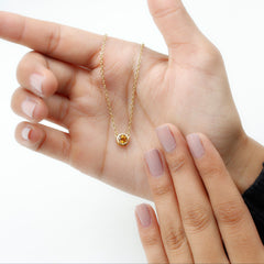 Round Shape Citrine Solitaire Necklace in Bezel Setting