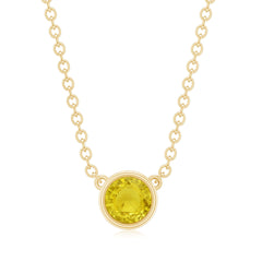 Round Cut 4 MM Yellow Sapphire Bezel Set Necklace