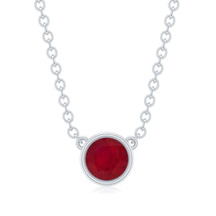 Bezel Set Round Ruby Solitaire Necklace