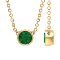 0.25 CT Round Cut Emerald Solitaire Necklace in Bezel Setting