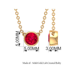 Round Created Ruby Solitaire Necklace