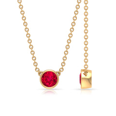 Round Created Ruby Solitaire Necklace