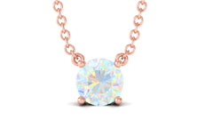 5 MM Round Shape Ethiopian Opal Solitaire Necklace in Prong Setting