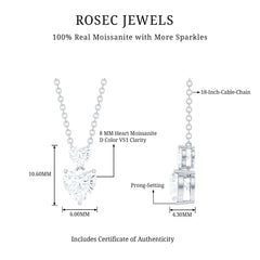 Certified Moissanite Double Heart Necklace in Prong Setting