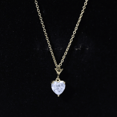 1.5 Carat Heart Shaped Moissanite Pendant With Gold Plated Silver Chain