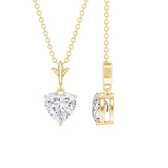 1.5 Carat Heart Shaped Moissanite Pendant With Gold Plated Silver Chain