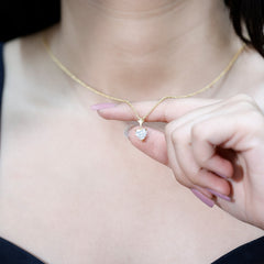 1.5 Carat Heart Shaped Moissanite Pendant With Gold Plated Silver Chain