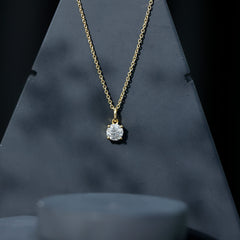 Certified 1 Carat Round Brilliant Cut Moissanite Solitaire Necklace With Silver Chain