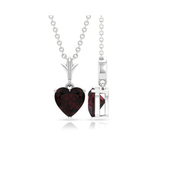 4 Carat Heart Shape Garnet Solitaire Pendant Necklace