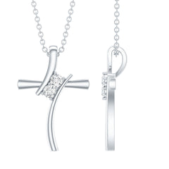 Certified Moissanite Cross Pendant Necklace in sterling Silver