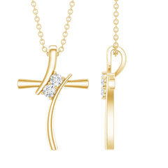Certified Moissanite Cross Pendant Necklace With Chain