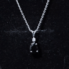 Pear Shape Black Onyx Solitaire Pendant with Diamond