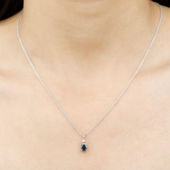 Pear Shape Black Onyx Solitaire Pendant with Diamond