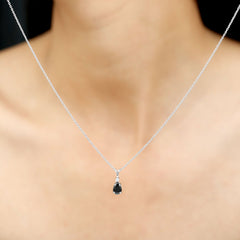 Pear Shape Black Onyx Solitaire Pendant with Diamond