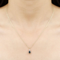 Pear Shape Black Onyx Solitaire Pendant with Diamond