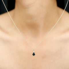 Pear Shape Black Onyx Solitaire Pendant with Diamond