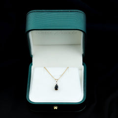 Pear Shape Black Onyx Solitaire Pendant with Diamond