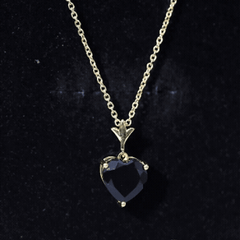 Solitaire Lab Created Black Diamond Heart Necklace with Chain