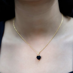 Solitaire Lab Created Black Diamond Heart Necklace with Chain