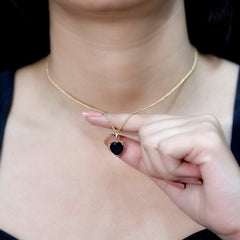 Solitaire Lab Created Black Diamond Heart Necklace with Chain