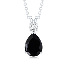 4 Carat Lab Created Black Diamond Teardrop Necklace with Moissanite