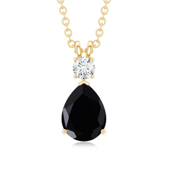 4 Carat Lab Created Black Diamond Teardrop Necklace with Moissanite