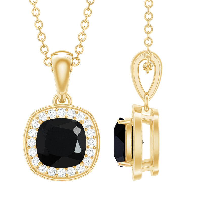 1.8 Carat Lab Grown Black and White Diamond Halo Necklace with Silver Chain
