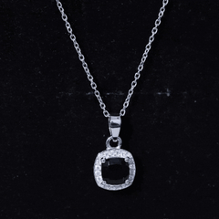Certified 2 Carat Cushion Cut Black Spinel Necklace with Moissanite Halo