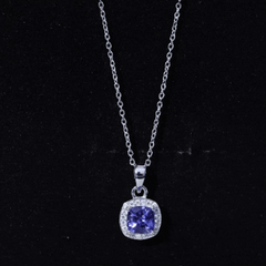 Real 1.2 Carat Tanzanite Bridal Necklace with Silver Chain