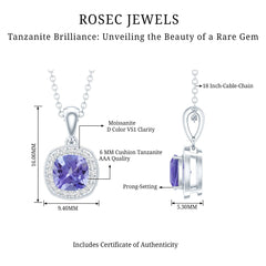 Real 1.2 Carat Tanzanite Bridal Necklace with Silver Chain