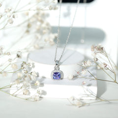 Real 1.2 Carat Tanzanite Bridal Necklace with Silver Chain