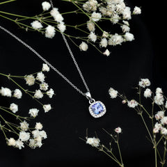 Real 1.2 Carat Tanzanite Bridal Necklace with Silver Chain