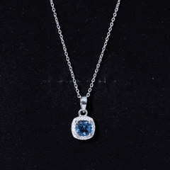Natural 1 Carat London Blue Topaz Necklace with Chain