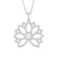 Certified Moissanite Flower Pendant in Bezel Setting