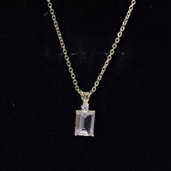 Certified 1.8 Carat Emerald Cut Morganite Solitaire Necklace with Silver Chain
