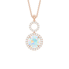 Natural Ethiopian Opal Drop Pendant Necklace with Diamond