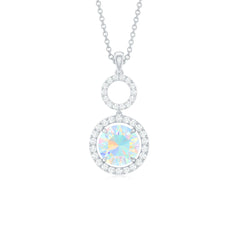 Natural Ethiopian Opal Drop Pendant Necklace with Diamond
