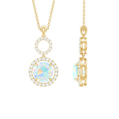 Natural Ethiopian Opal Drop Pendant Necklace with Diamond