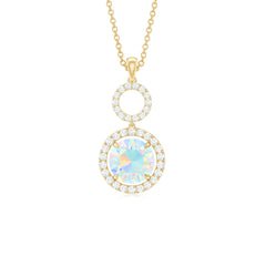 Natural Ethiopian Opal Drop Pendant Necklace with Diamond